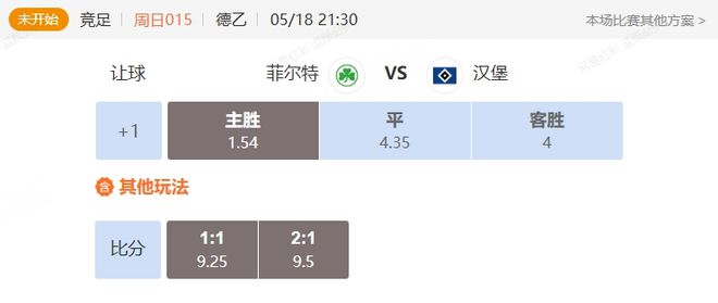 德乙+意甲串關解析 菲爾特VS漢堡+佛羅倫薩VS博洛尼亞