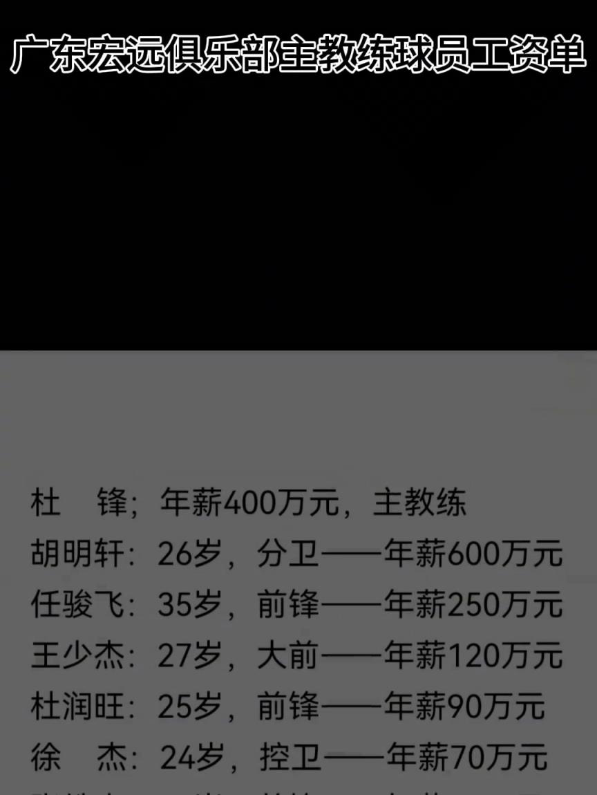 真假？网传广东俱乐部人员工资单：杜锋队内第二高徐杰仅70万