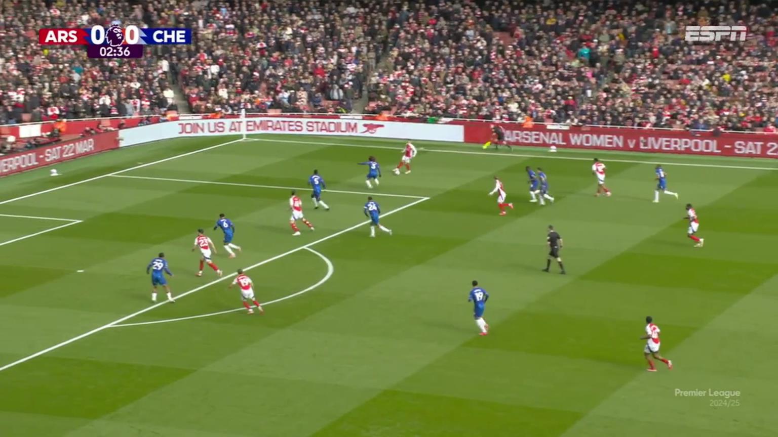 【集锦】英超-阿森纳1-0切尔西距榜首12分 梅里诺制胜
