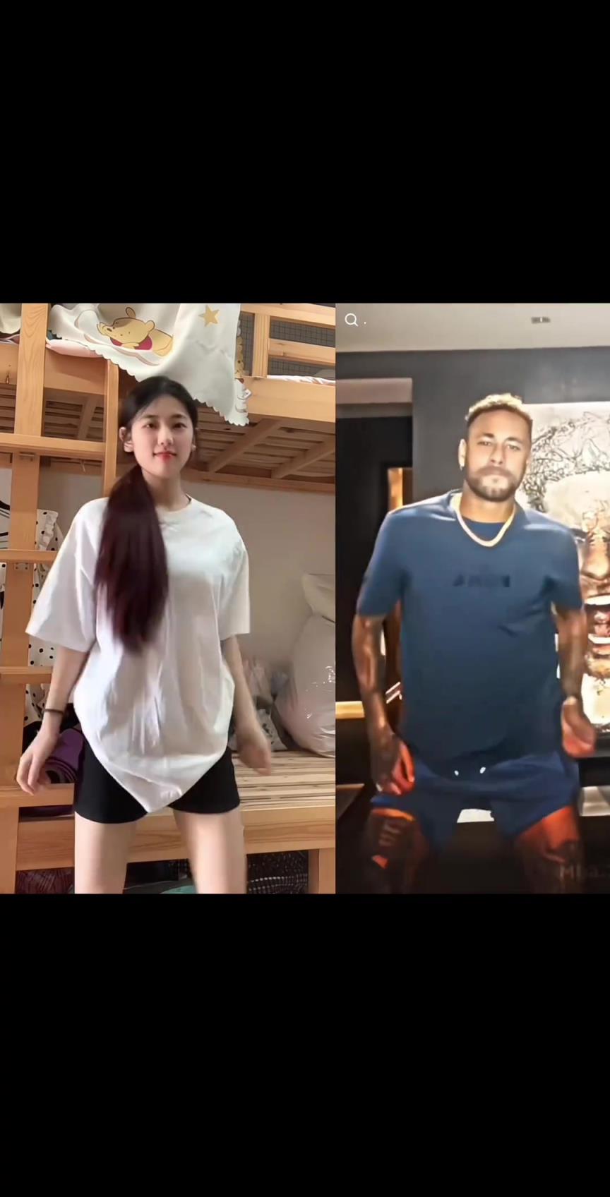内马尔舞蹈最近又火起来了！美女模仿的这相似度可以打几分？