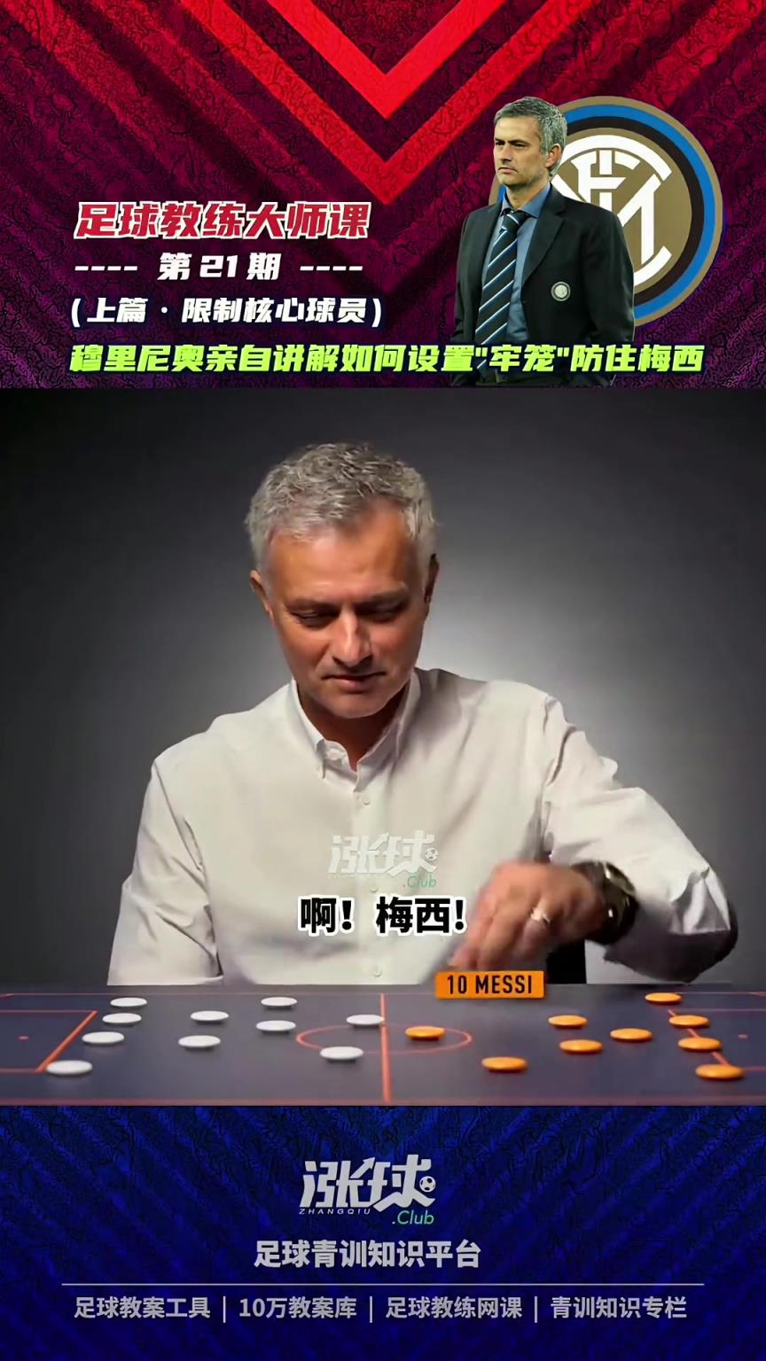 什么水平❓️穆里尼奥亲自讲解如何防住梅西