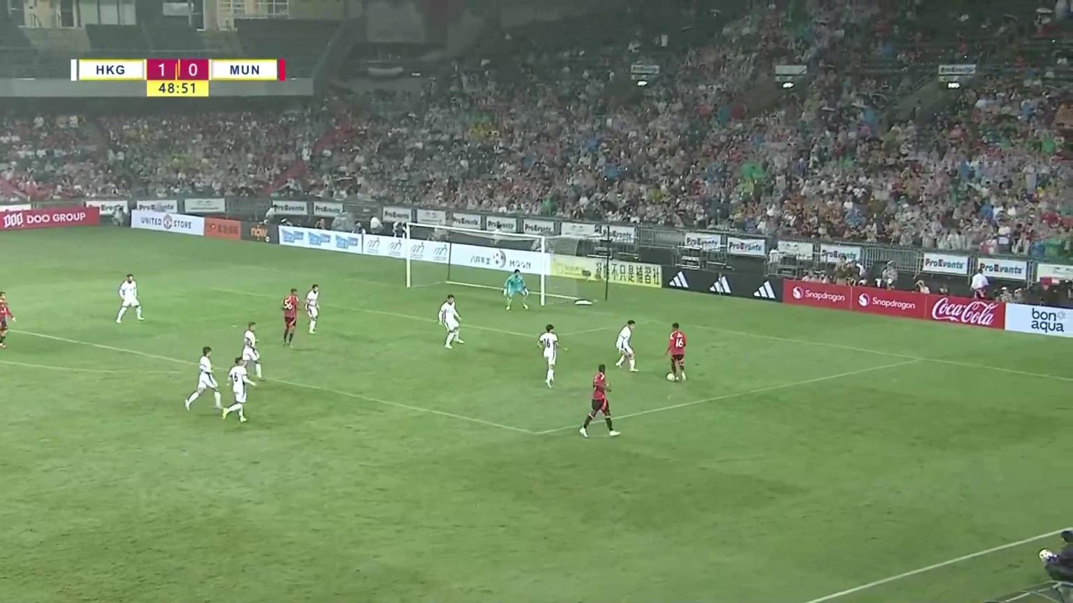 曼聯1-1扳平中國香港！奧比-馬丁左腳抽射入網