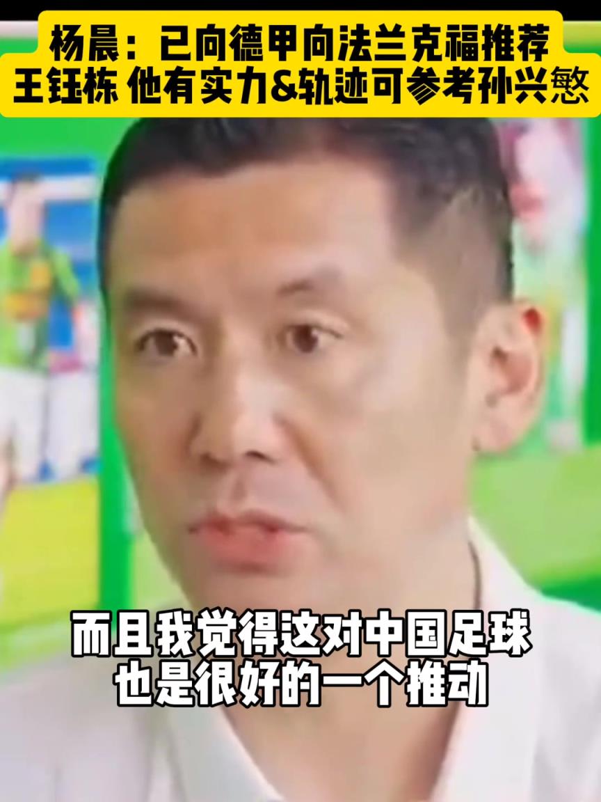 楊晨：已向德甲推薦王鈺棟，軌跡可參考孫興慜