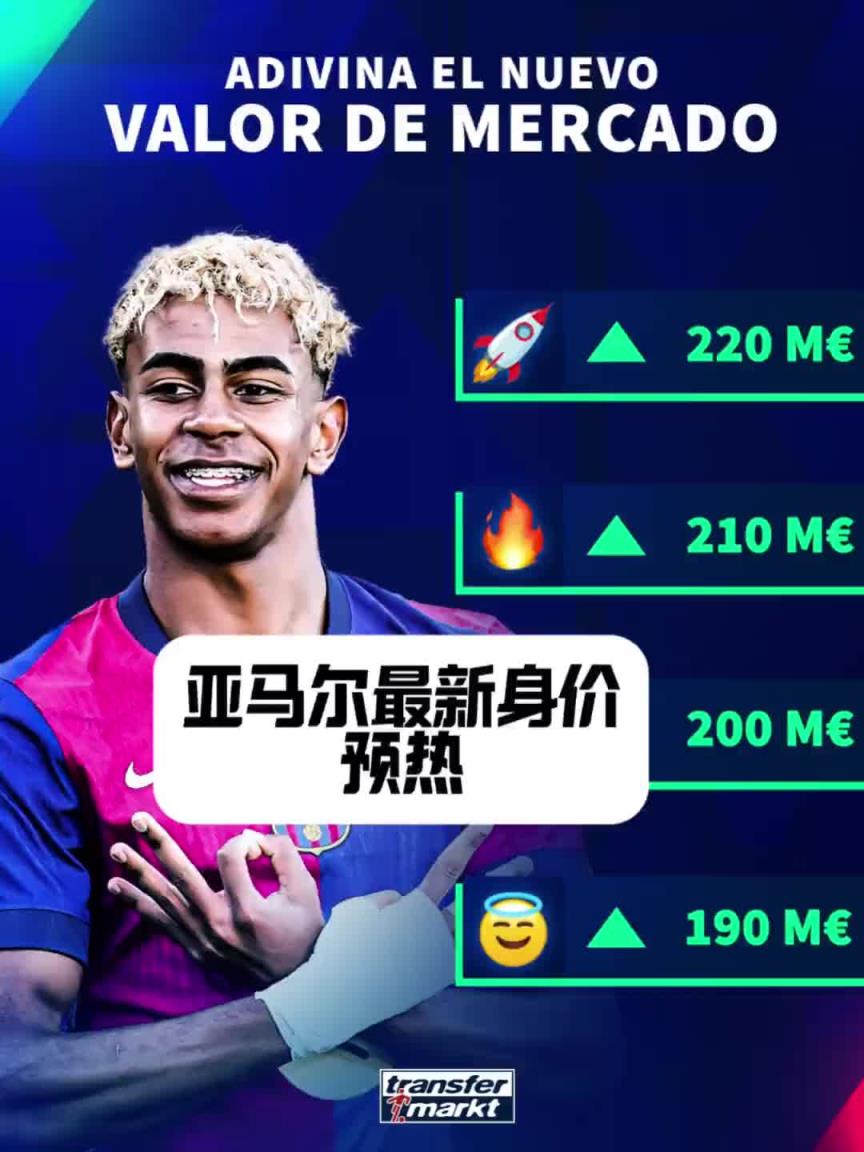 德转预热！亚马尔最新身价或刷新历史最高身价？