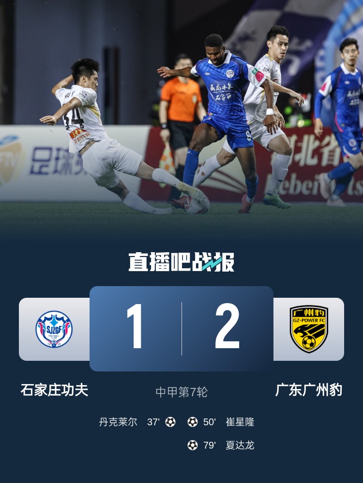 中甲-廣州豹2-1破石家莊功夫聯(lián)賽金身 夏達(dá)龍&18歲小將崔星隆破門