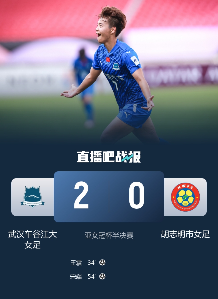 進軍決賽！亞女冠-武漢女足2-0胡志明市女足 王霜破門宋端世界波